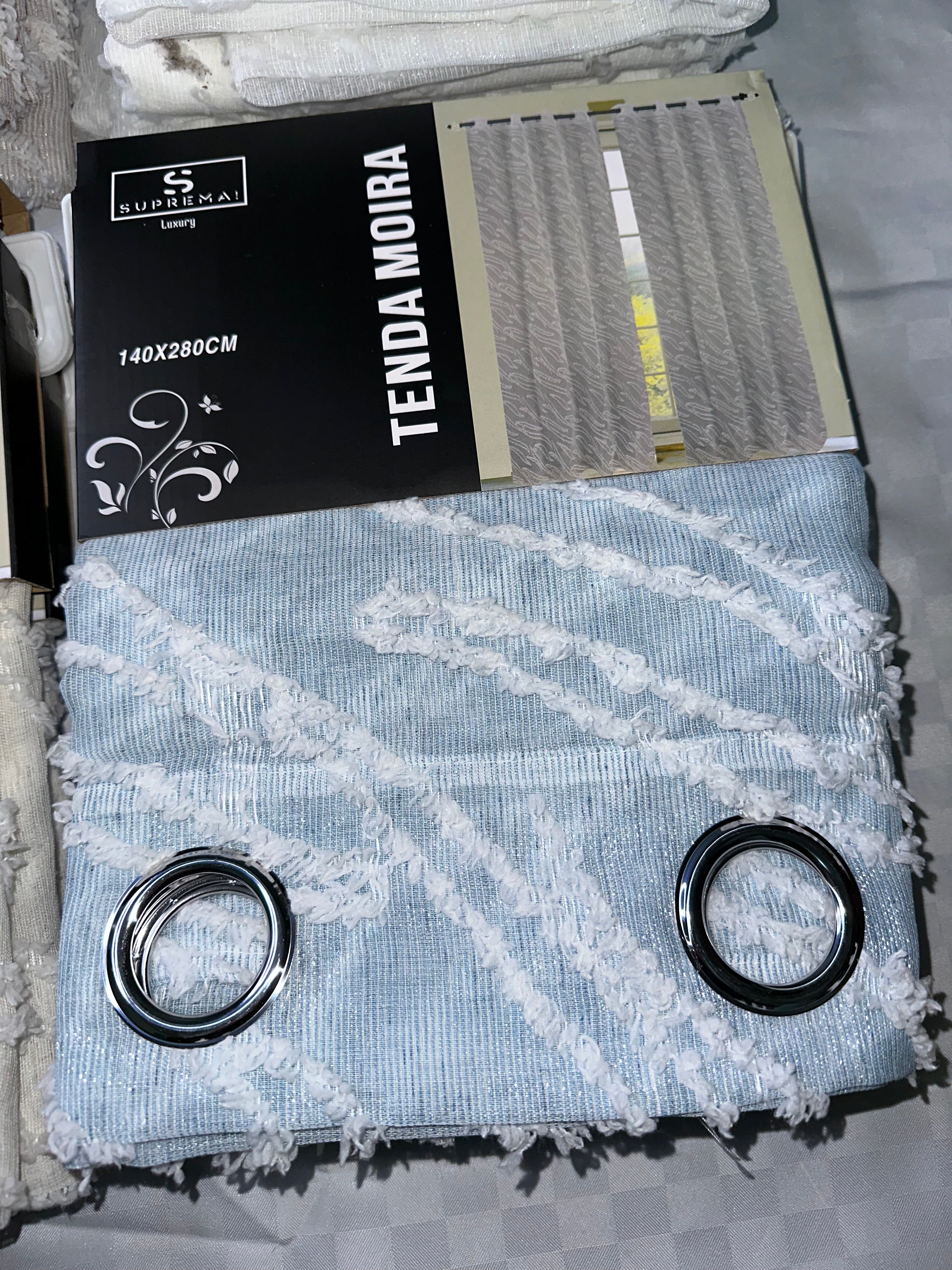 COPPIA DI TENDE PER INTERNI VELATE CONFEZIONE DA 2 TELI (OGNI TELO MISURA 140x280cm)art. Moira