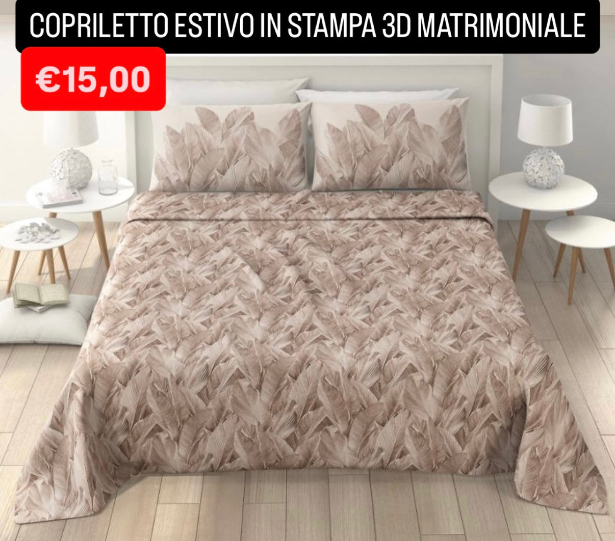 COPRILETTO ESTIVO IN STAMPA 3D MATRIMONIALE misura 260x250cm
