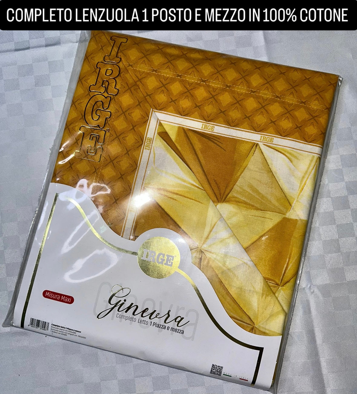 COMPLETO LENZUOLA 1 POSTO E MEZZO IN 100% COTONE Lenzuolo sopra, Lenzuolo sotto con angoli e Federe