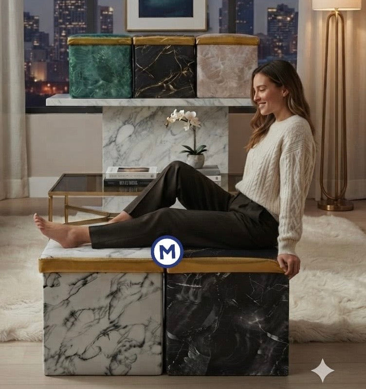 POUF CONTENITORE EFFETTO MARMO misura 40x40cm