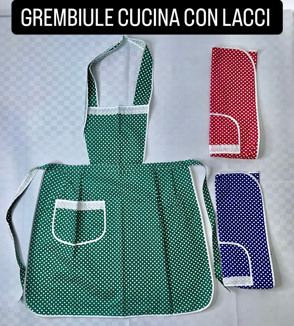 GREMBIULE CUCINA CON LACCI IN COTONE