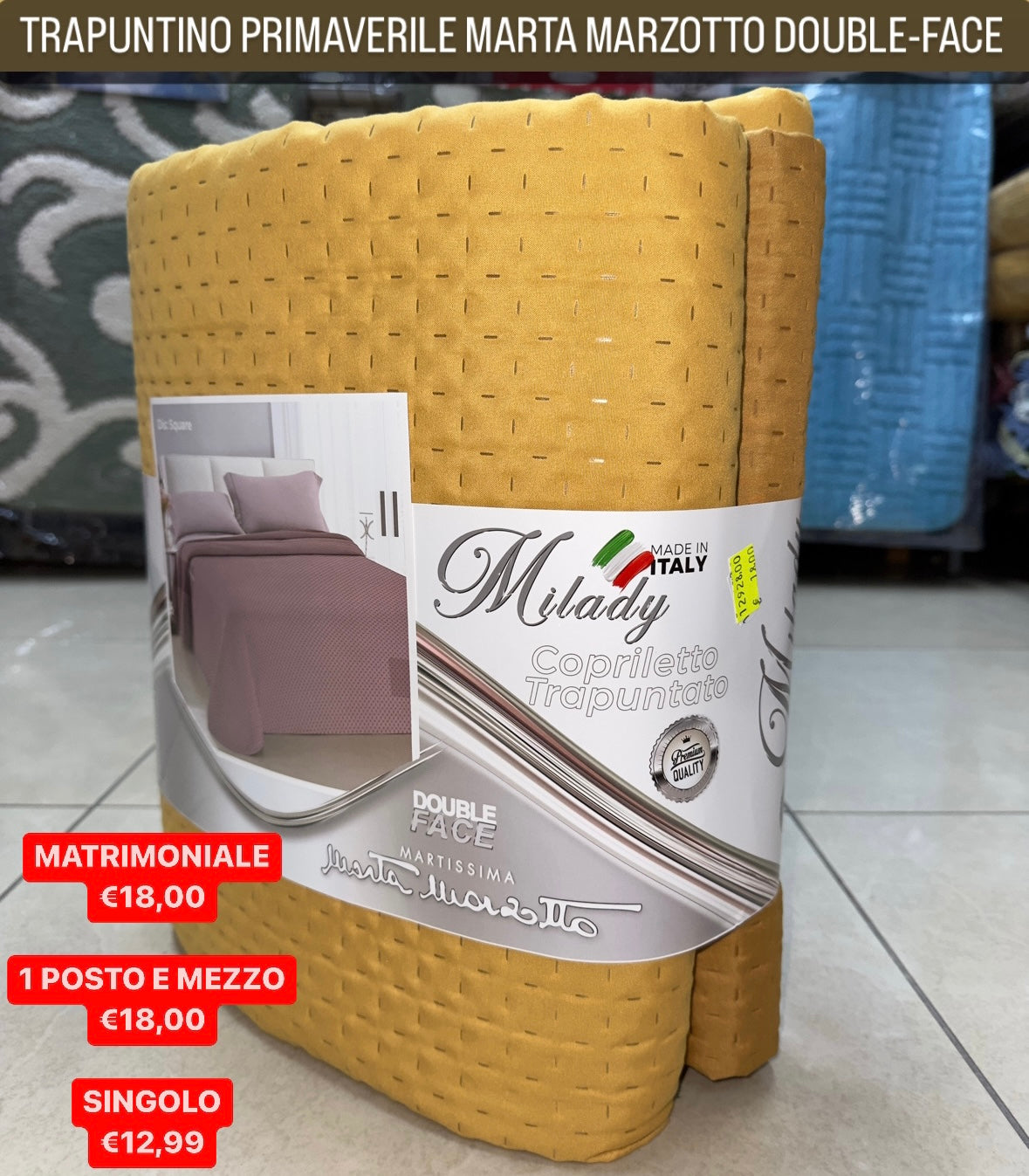 TRAPUNTINO COPRILETTO PRIMAVERILE MARTA MARZOTTO Matrimoniale Singolo e 1 Posto e mezzo.