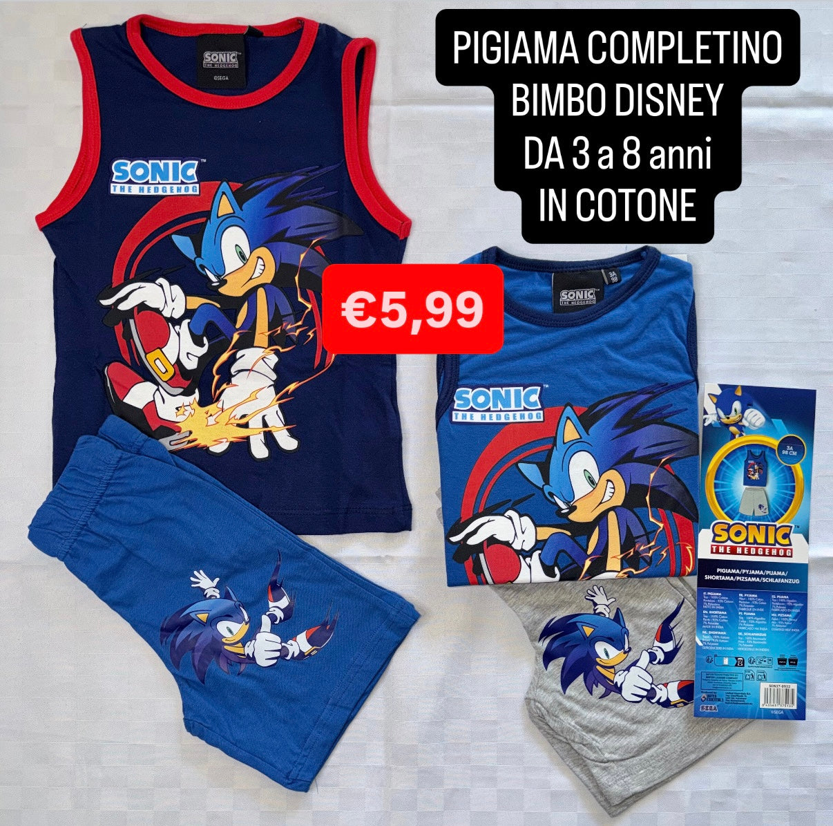 PIGIAMA COMPLETINO BIMBO Canotta e Pantaloncino in cotone