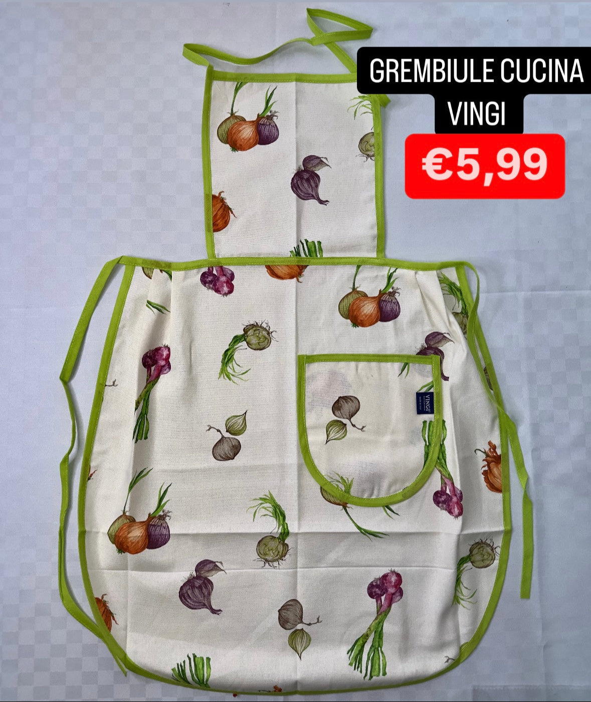 GREMBIULE CUCINA VINGI IN COTONE CON LACCI