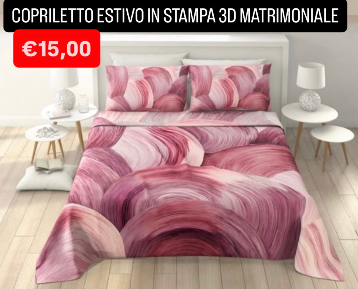COPRILETTO ESTIVO IN STAMPA 3D MATRIMONIALE misura 260x250cm