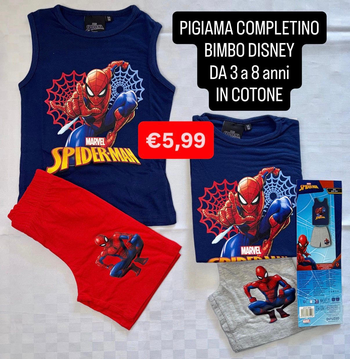 PIGIAMA COMPLETINO BIMBO Canotta e Pantaloncino in cotone