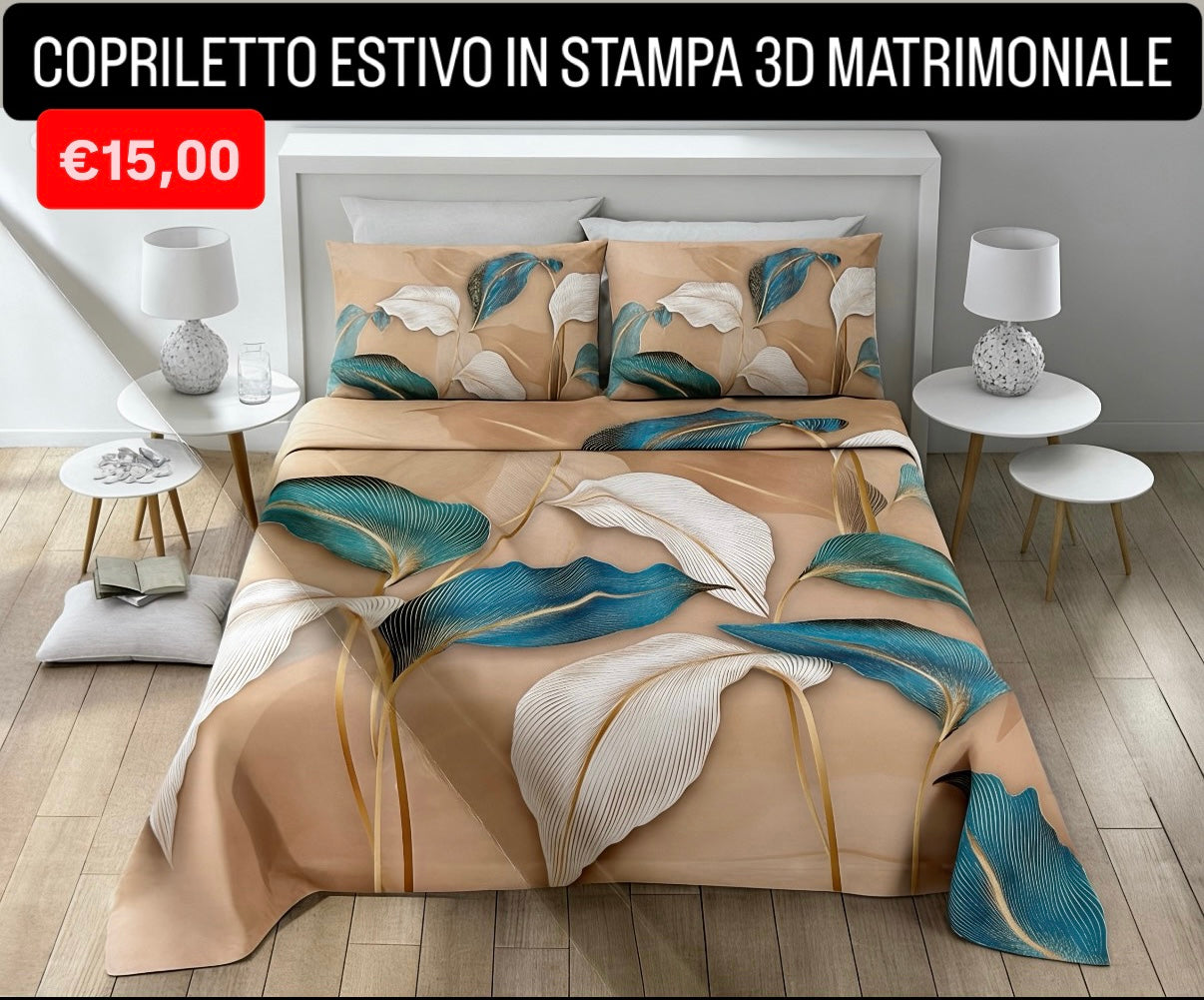 COPRILETTO ESTIVO IN STAMPA 3D MATRIMONIALE misura 260x250cm