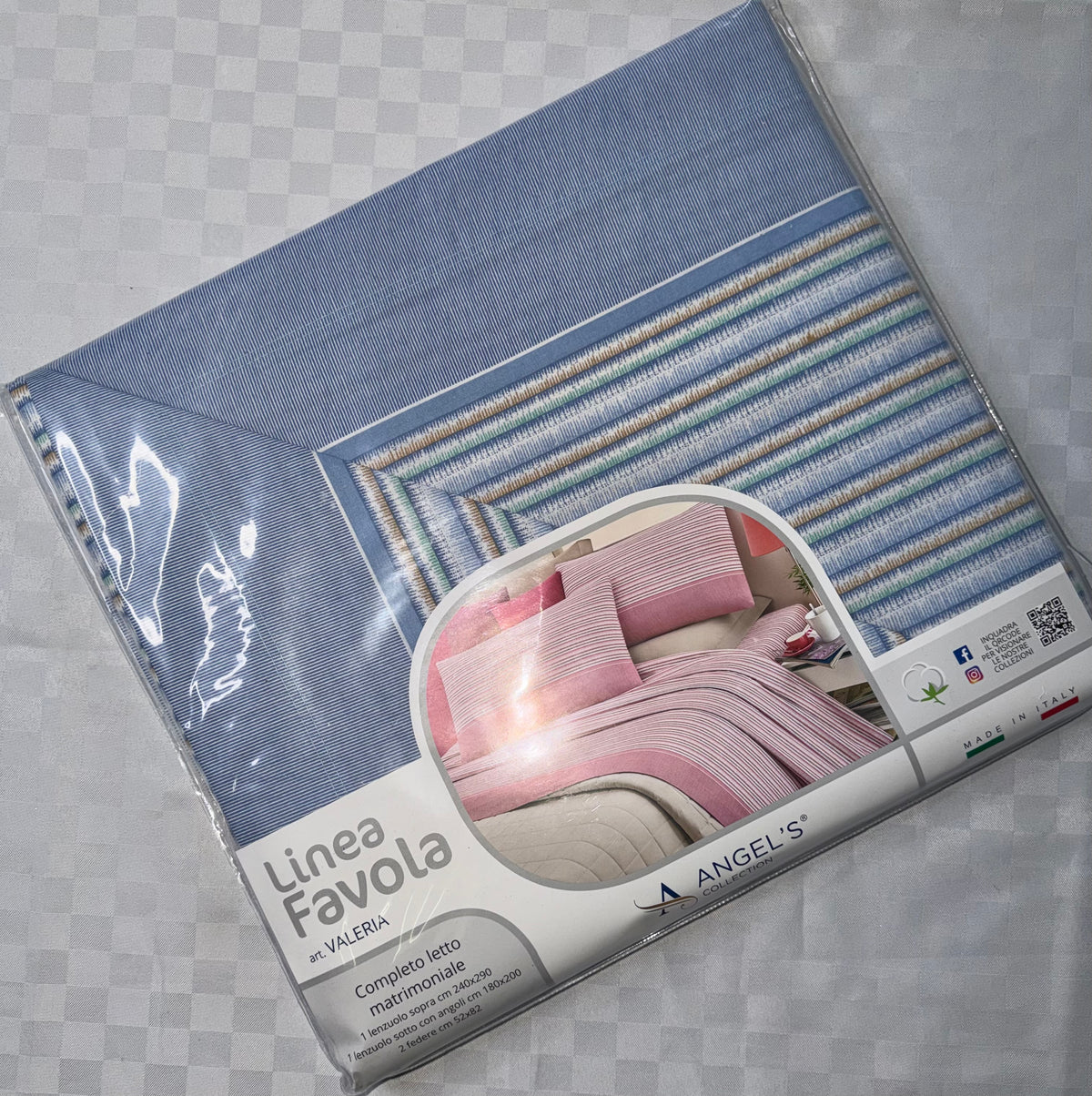 COMPLETO LENZUOLA MATRIMONIALE IN COTONE , contiene Lenzuolo sopra, Lenzuolo sotto con angoli e due Federe