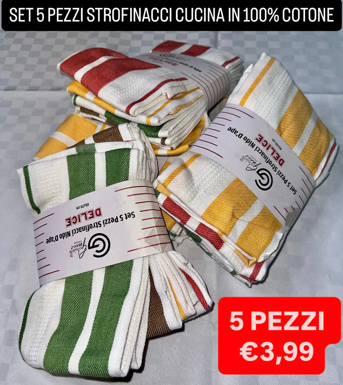 STROFINACCI CUCINA IN COTONE SET DA 5 PEZZI