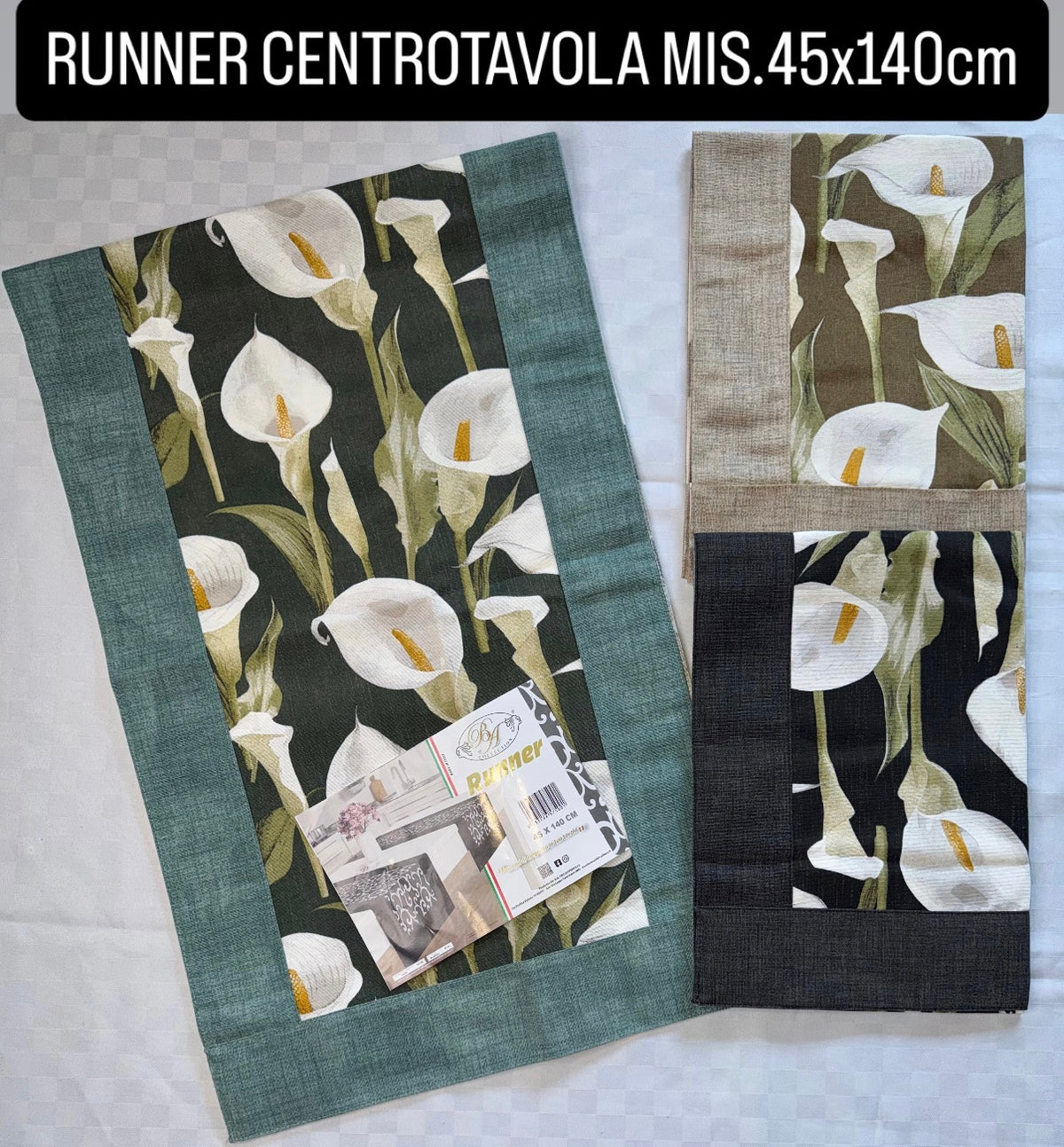 RUNNER CENTROTAVOLA MISURA 45x140cm in cotone Fantasia Carla