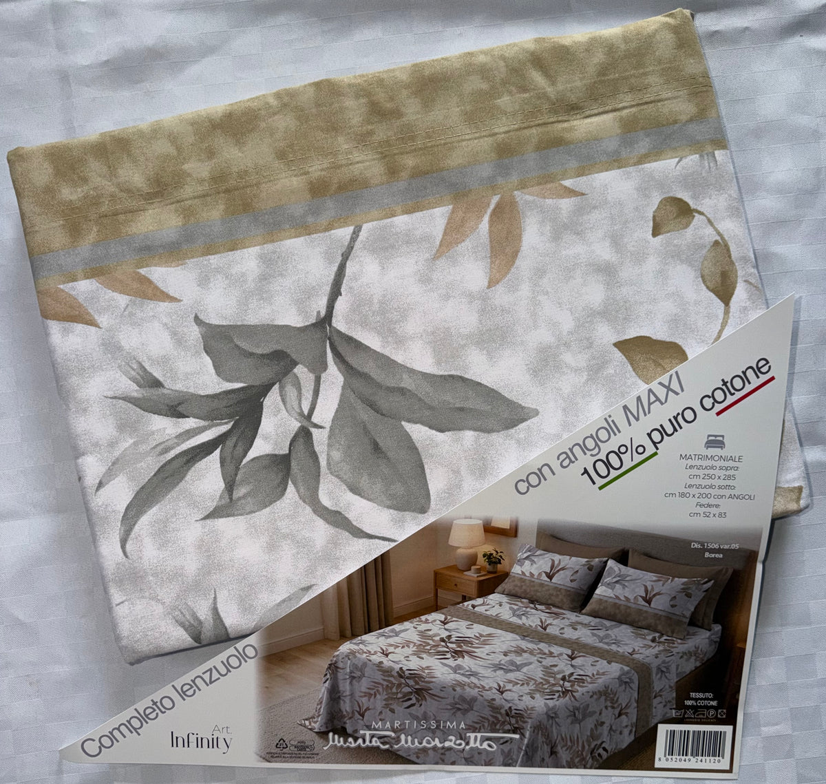 COMPLETO LENZUOLA MATRIMONIALE IN 100% COTONE , contiene Lenzuolo sopra, Lenzuolo sotto con angoli e due Federe