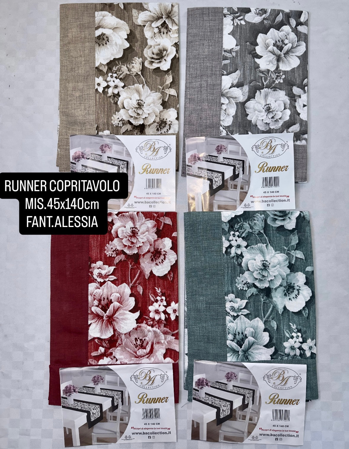 RUNNER COPRITAVOLO MIS.45x140cm in cotone FANT.Alessia