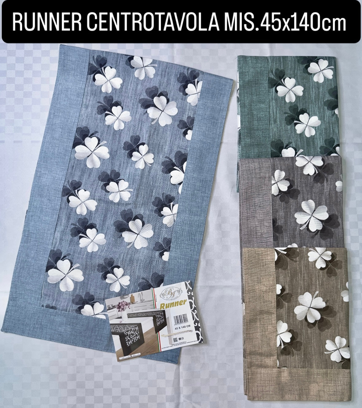 RUNNER CENTROTAVOLA MIS.45x140cm in cotone art. Fortuna