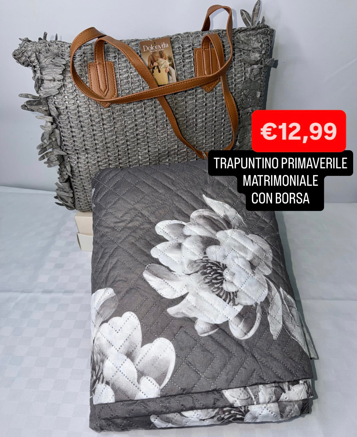 TRAPUNTINO PRIMAVERILE MATRIMONIALE 260x260cm CON BORSA IN OMAGGIO
