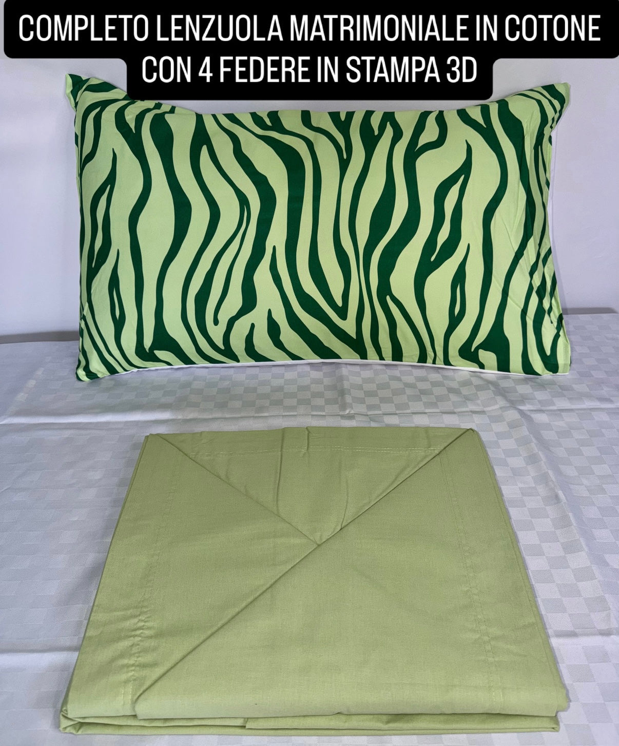 COMPLETO LENZUOLA MATRIMONIALE IN COTONE contiene LENZUOLO SOPRA, LENZUOLO SOTTO E 4 FEDERE IN STAMPA 3D