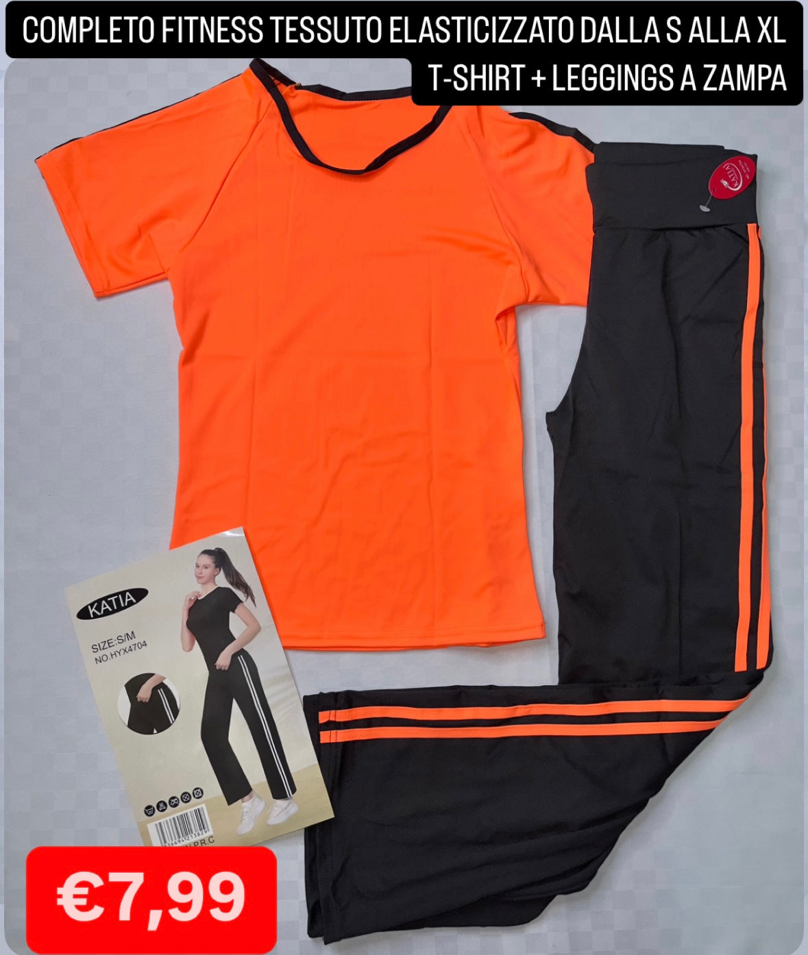 COMPLETO FITNESS T-SHIRT + LEGGINGS TESSUTO ELASTICIZZATO