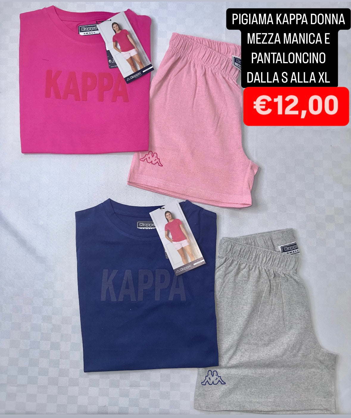 PIGIAMA DONNA KAPPA MEZZA MANICA E PANTALONCINO IN COTONE