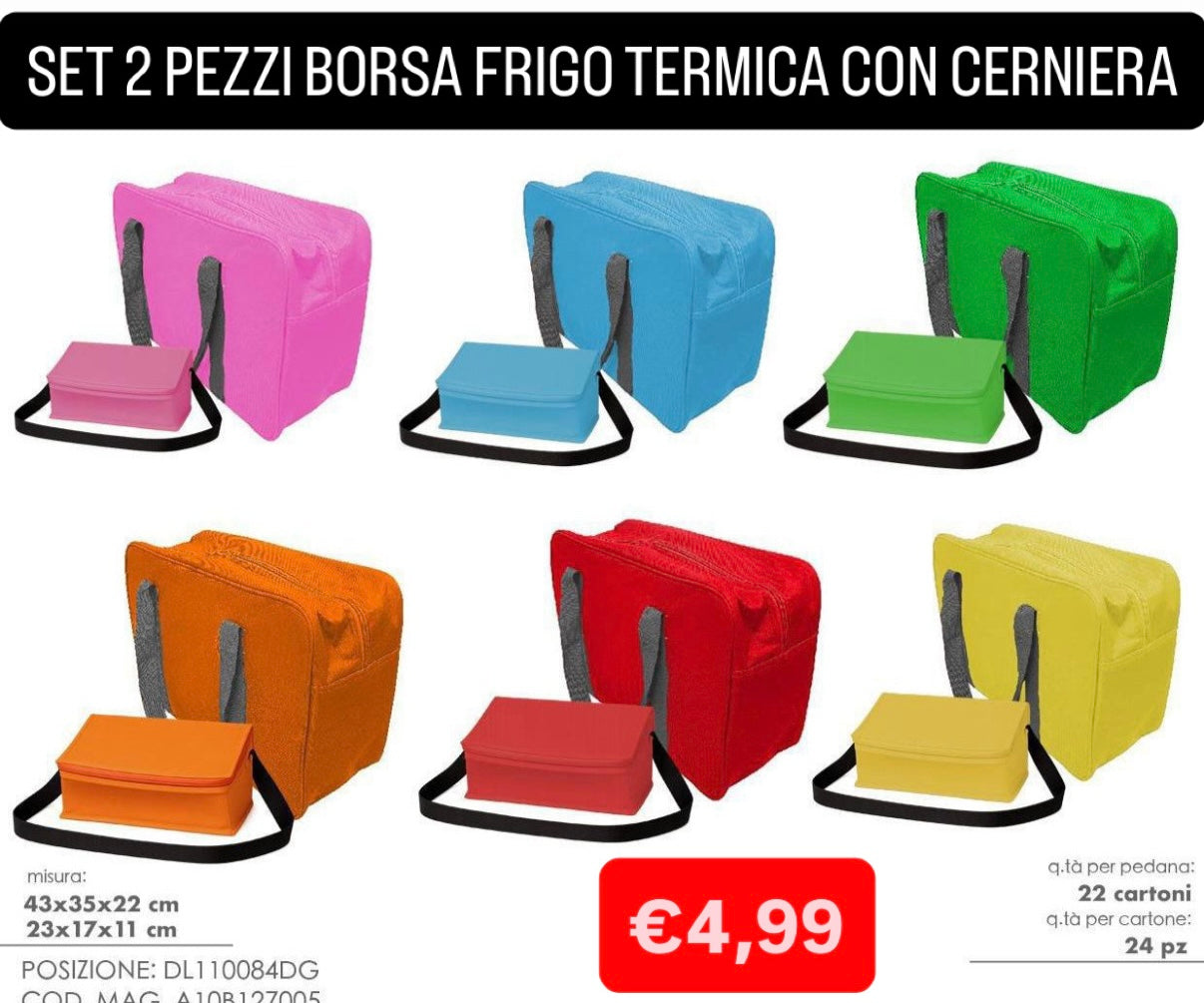 SET 2 PEZZI DI BORSA FRIGO TERMICA