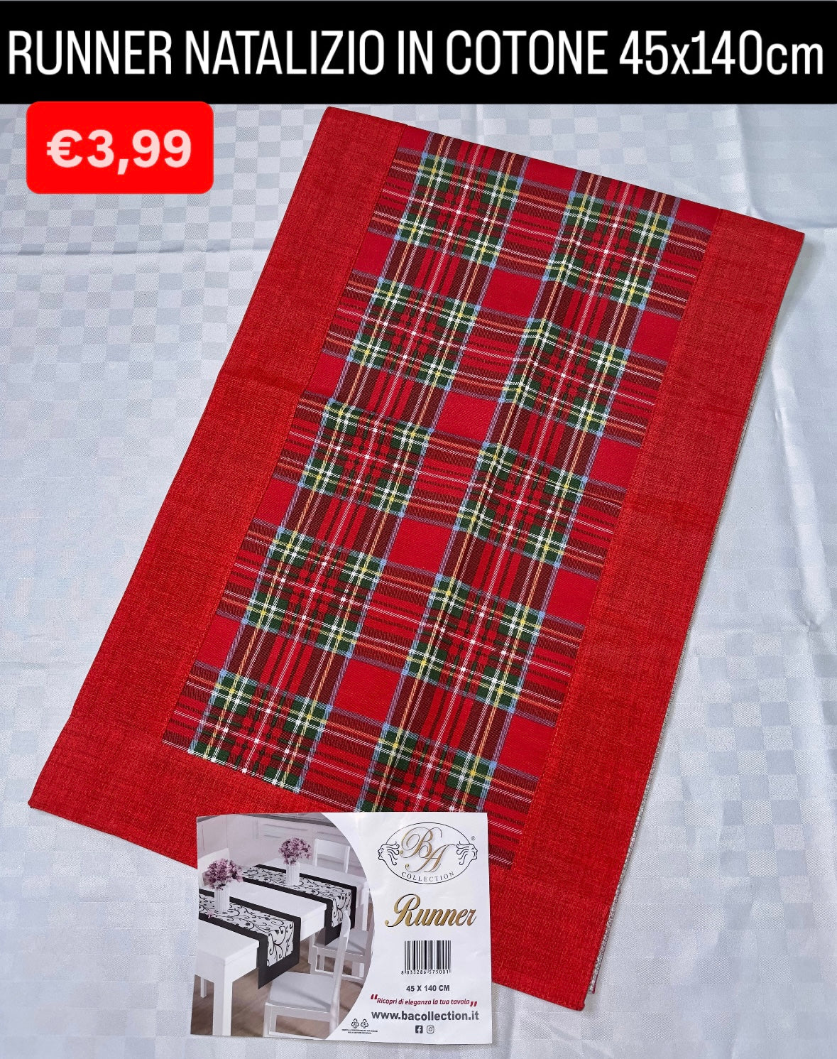 RUNNER NATALIZIO IN COTONE misura 45x140cm