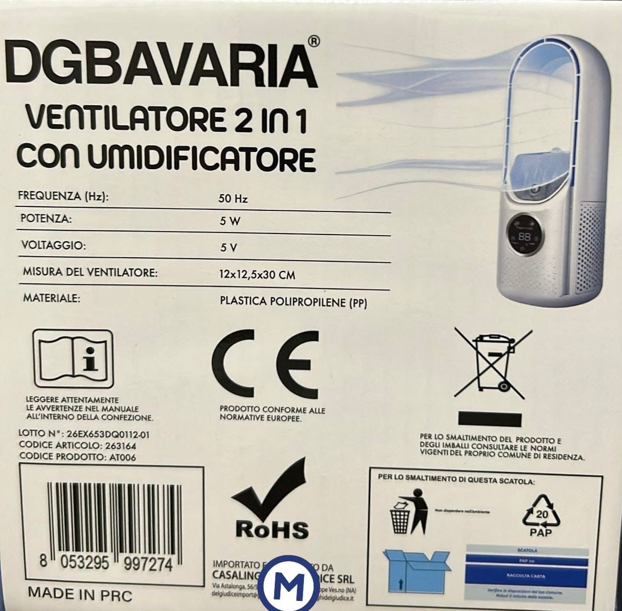 VENTILATORE ELETTRICO 2 in 1 CON UMIDIFICATORE