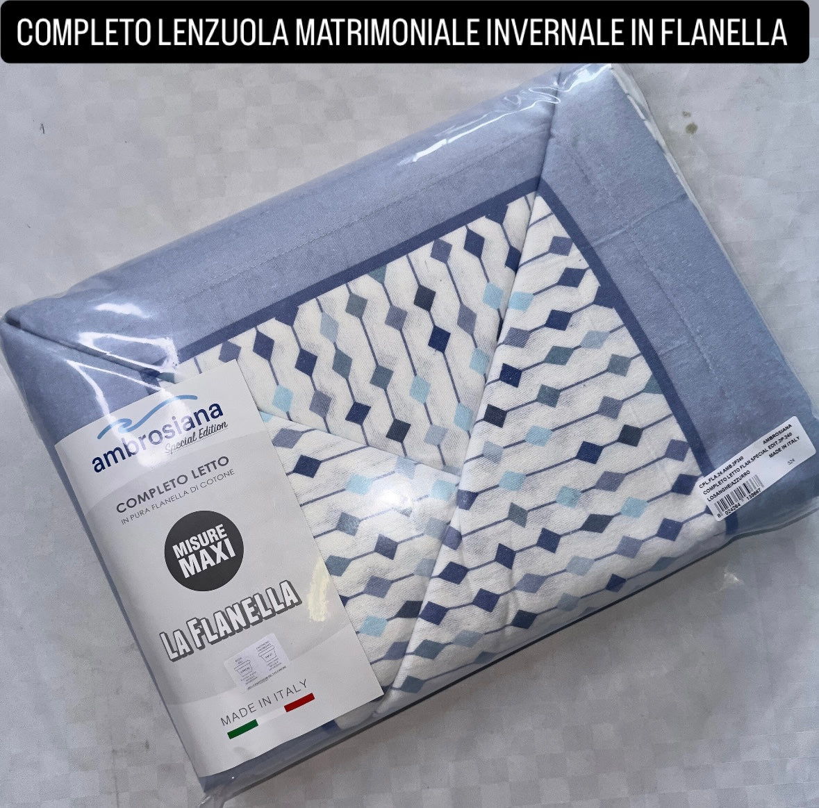 COMPLETO LENZUOLA MATRIMONIALE IN FLANELLA Lenzuolo sopra,Lenzuolo sotto con angoli e due federe