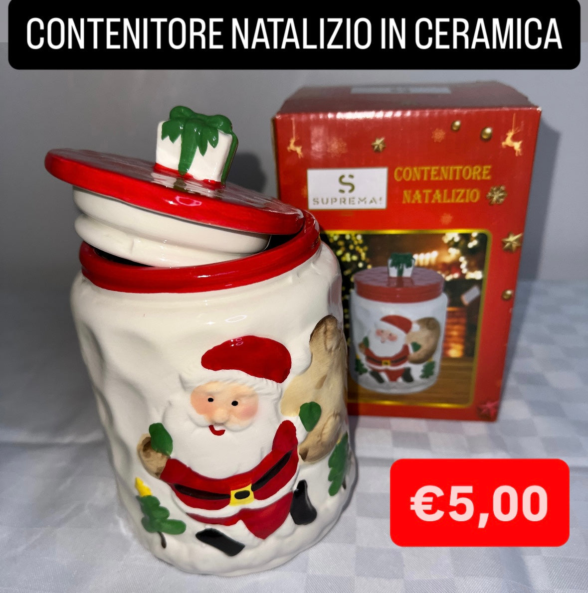 CONTENITORE PORTA BISCOTTI NATALIZIO IN CERAMICA