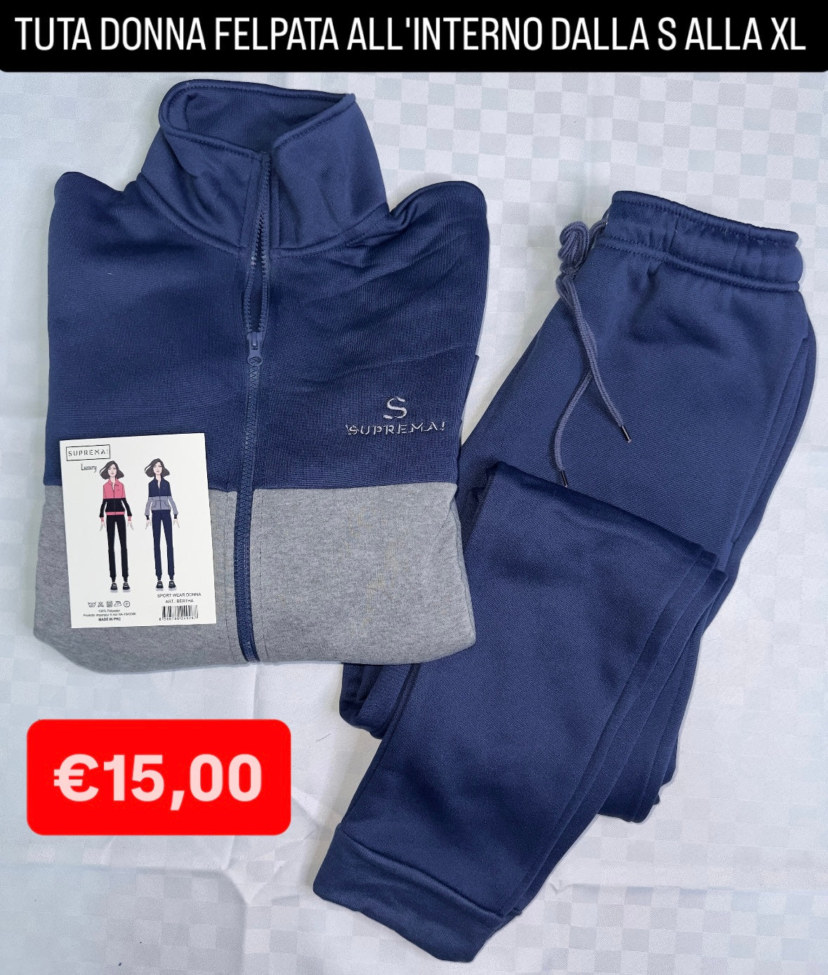 TUTA DONNA FELPATA ALL'INTERNO