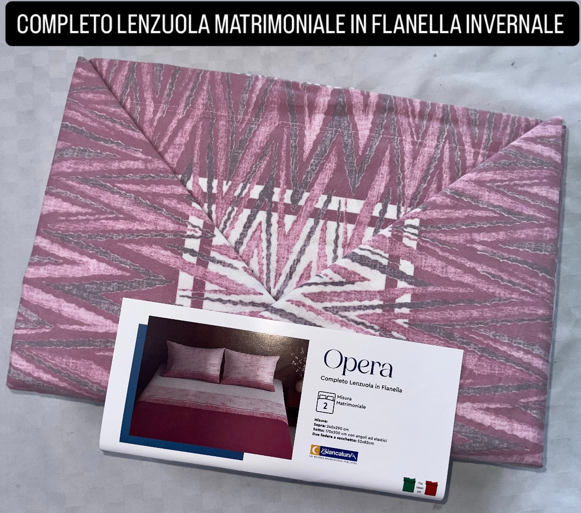 COMPLETO LENZUOLA MATRIMONIALE IN FLANELLA Lenzuolo sopra,Lenzuolo sotto con angoli e due federe