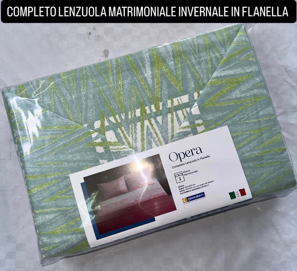 COMPLETO LENZUOLA MATRIMONIALE IN FLANELLA Lenzuolo sopra,Lenzuolo sotto con angoli e due federe