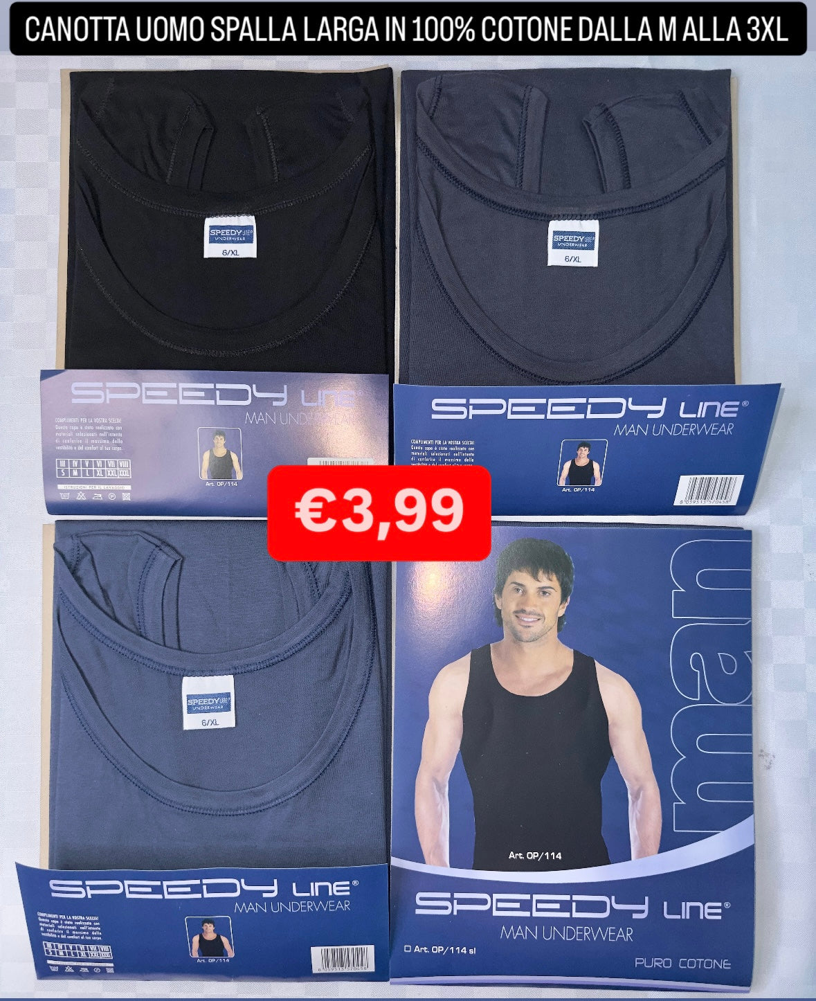 CANOTTA UOMO SPALLA LARGA IN 100% COTONE