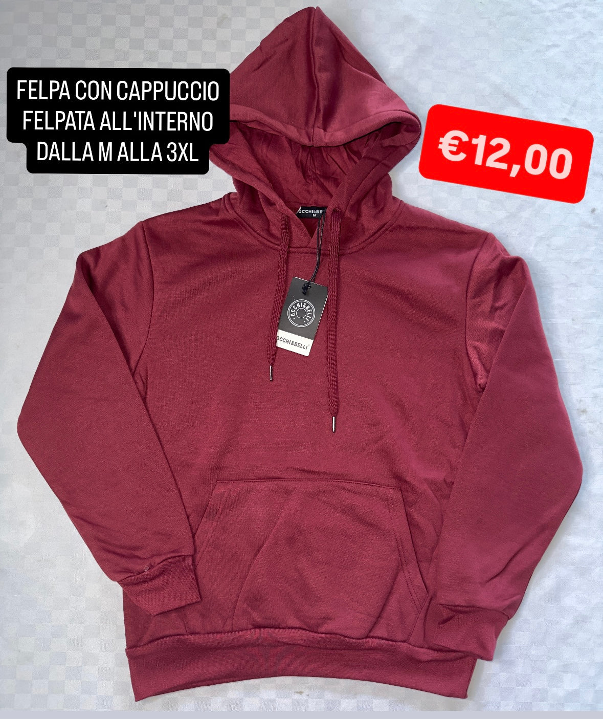 FELPA CON CAPPUCCIO FELPATA ALL'INTERNO