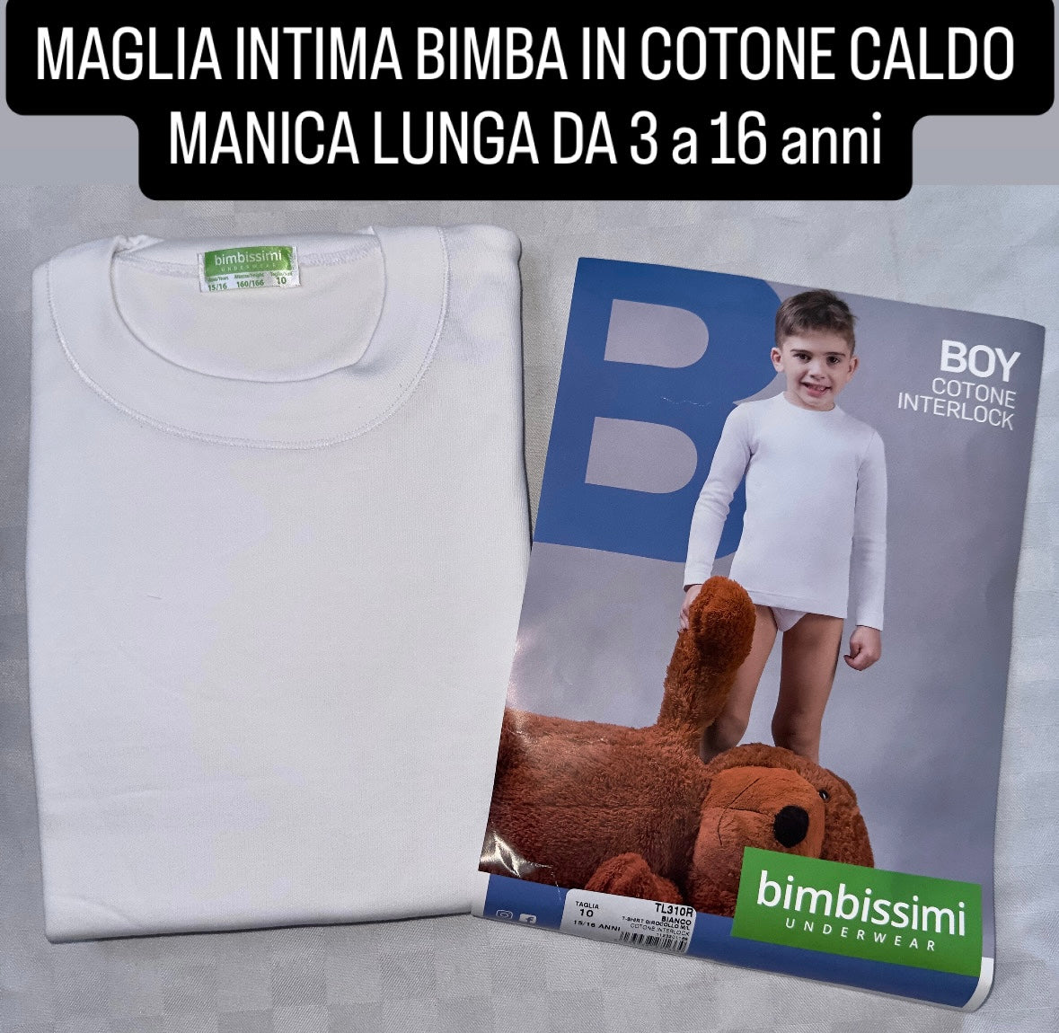 MAGLIA INTIMA MANICA LUNGA BIMBO IN COTONE CALDO