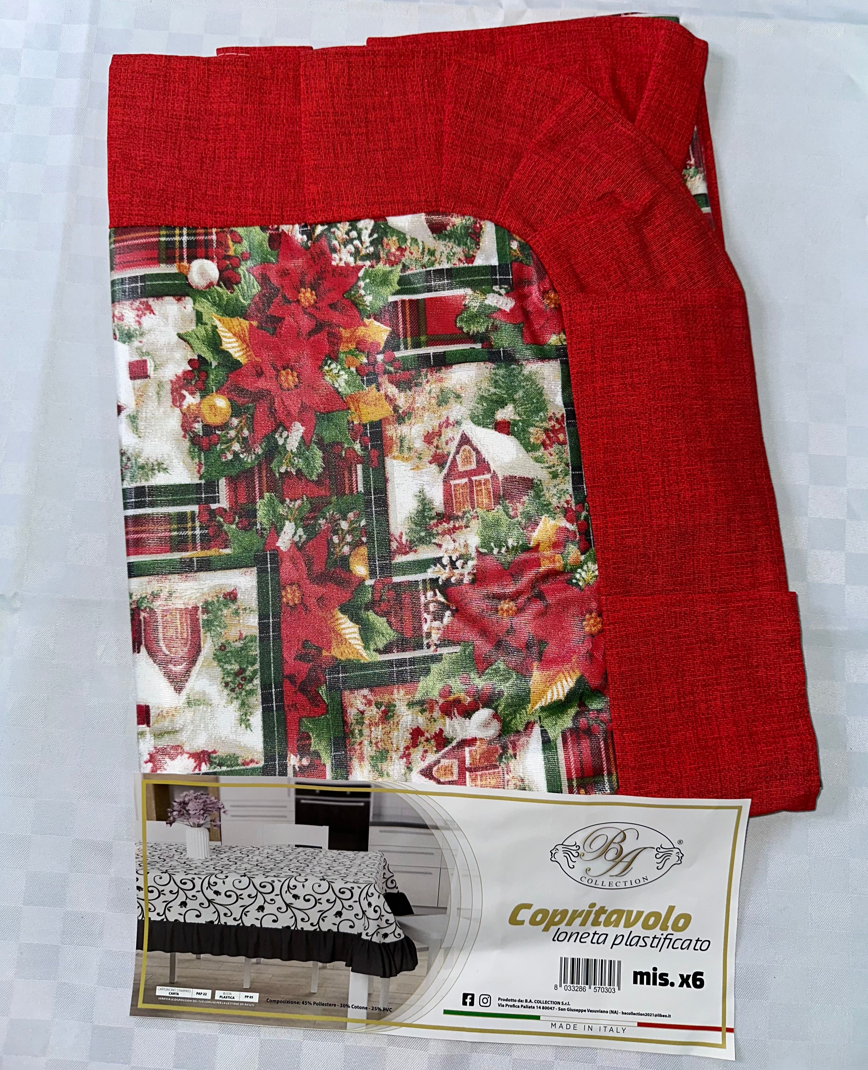 COPRITAVOLO PLASTIFICATO CON RICCIO NATALIZIO disponibile X6 persone e X12 persone