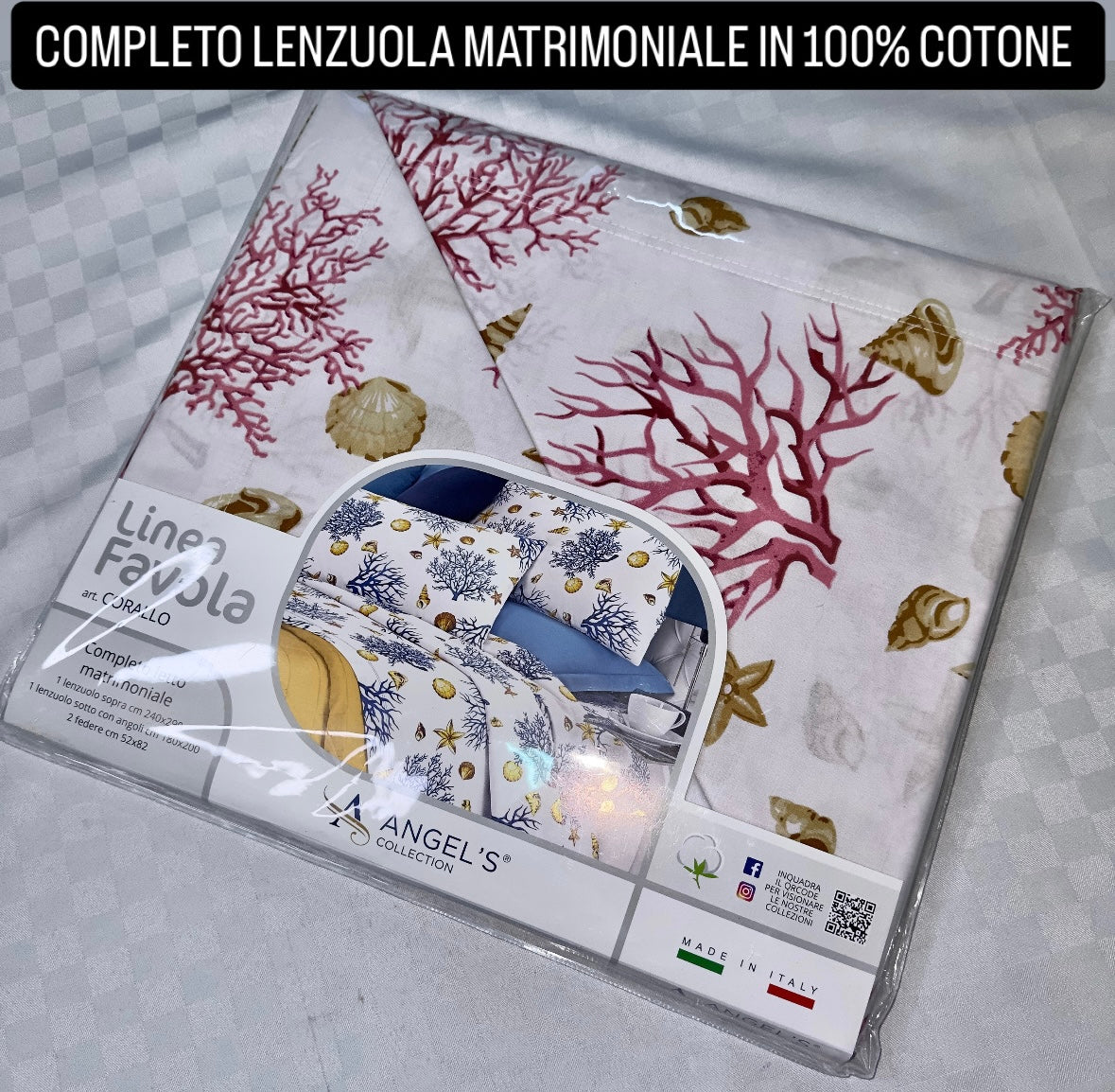 COMPLETO LENZUOLA MATRIMONIALE IN 100% COTONE Lenzuolo sopra, Lenzuolo sotto con angoli e due Federe