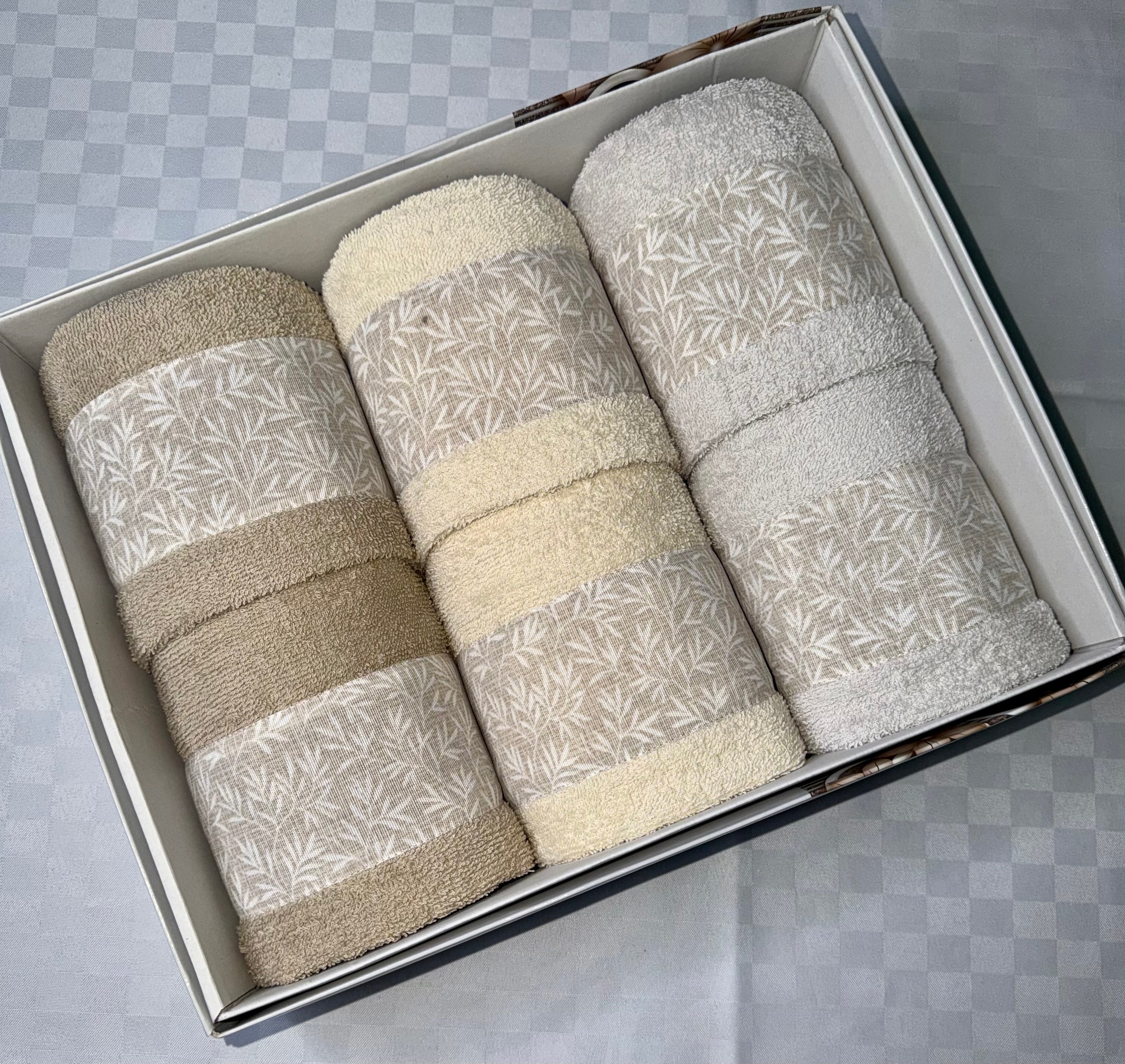 SET 6 PEZZI ASCIUGAMANO BAGNO IN SPUGNA contiene 3 Grandi Viso+3 Piccole Ospite