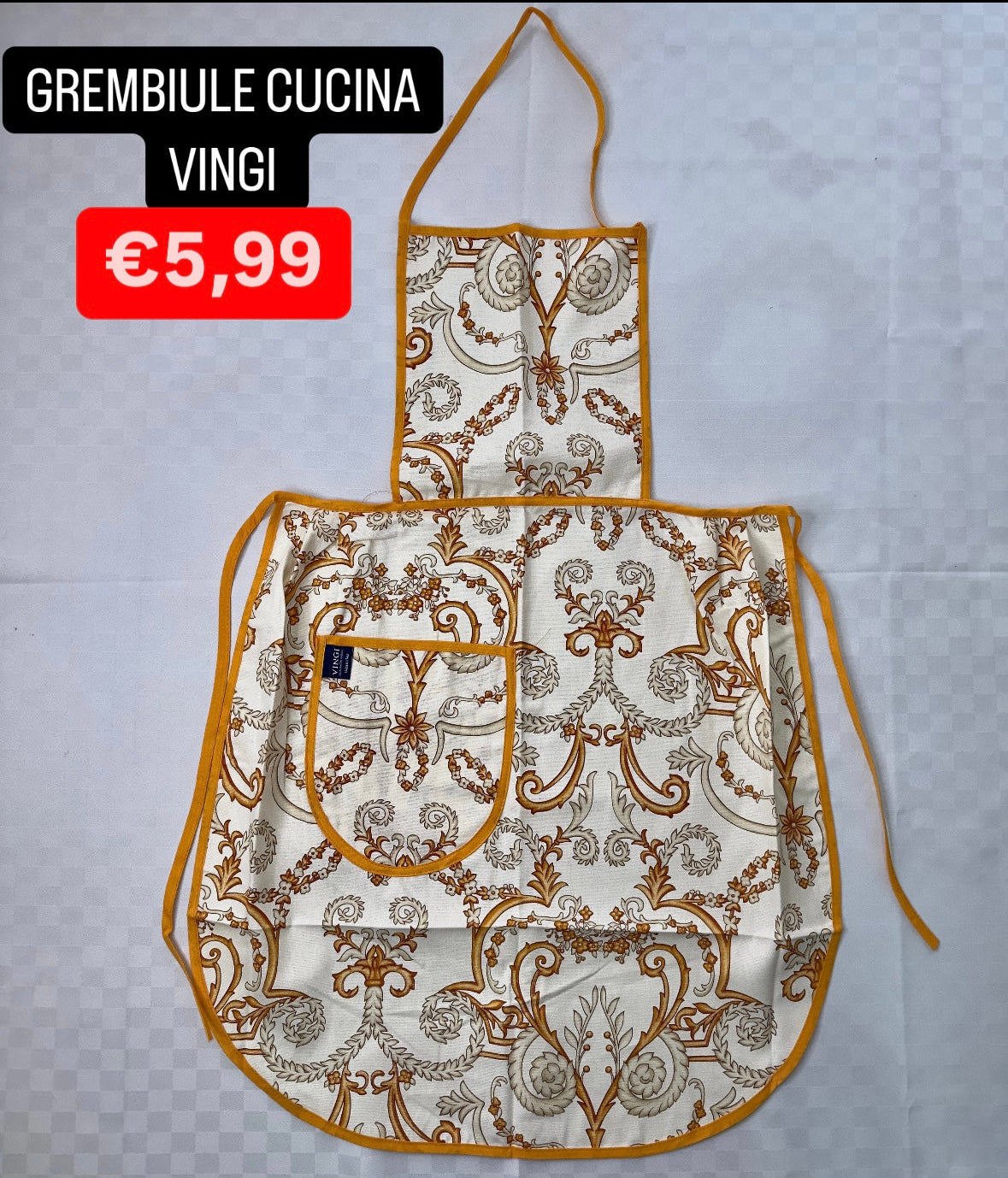 GREMBIULE CUCINA VINGI IN COTONE CON LACCI