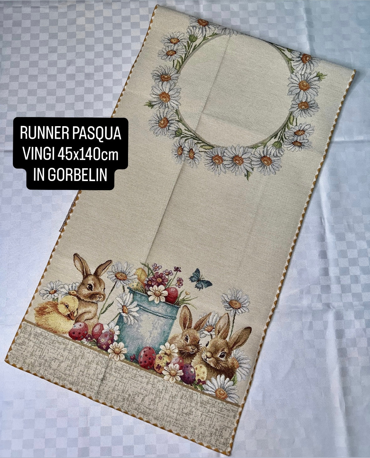 RUNNER CENTROTAVOLO PASQUA VINGI misura 45x140cm IN TESSUTO GORBELIN