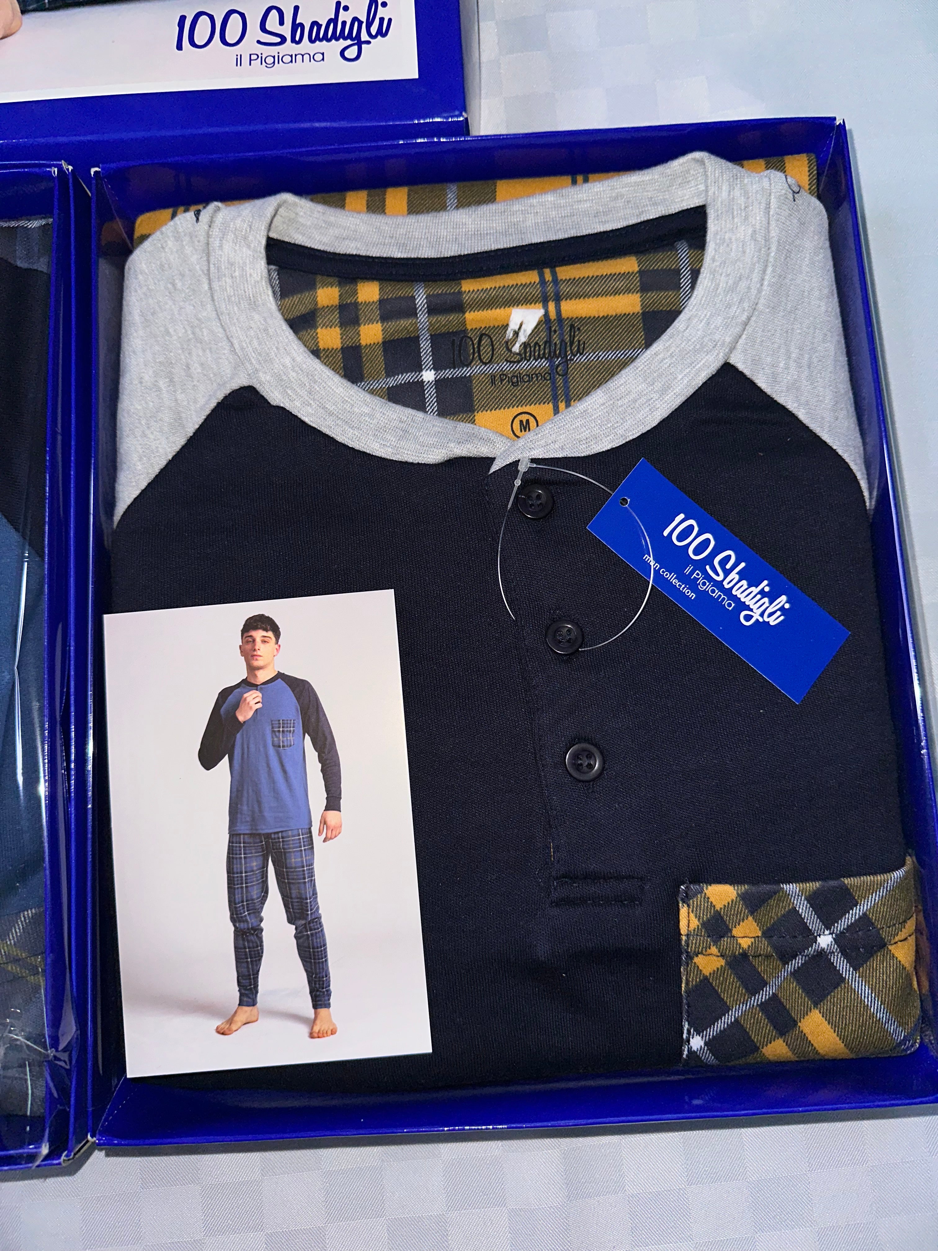 PIGIAMA UOMO IN COTONE CALDO Manica lunga e Pantalone lungo