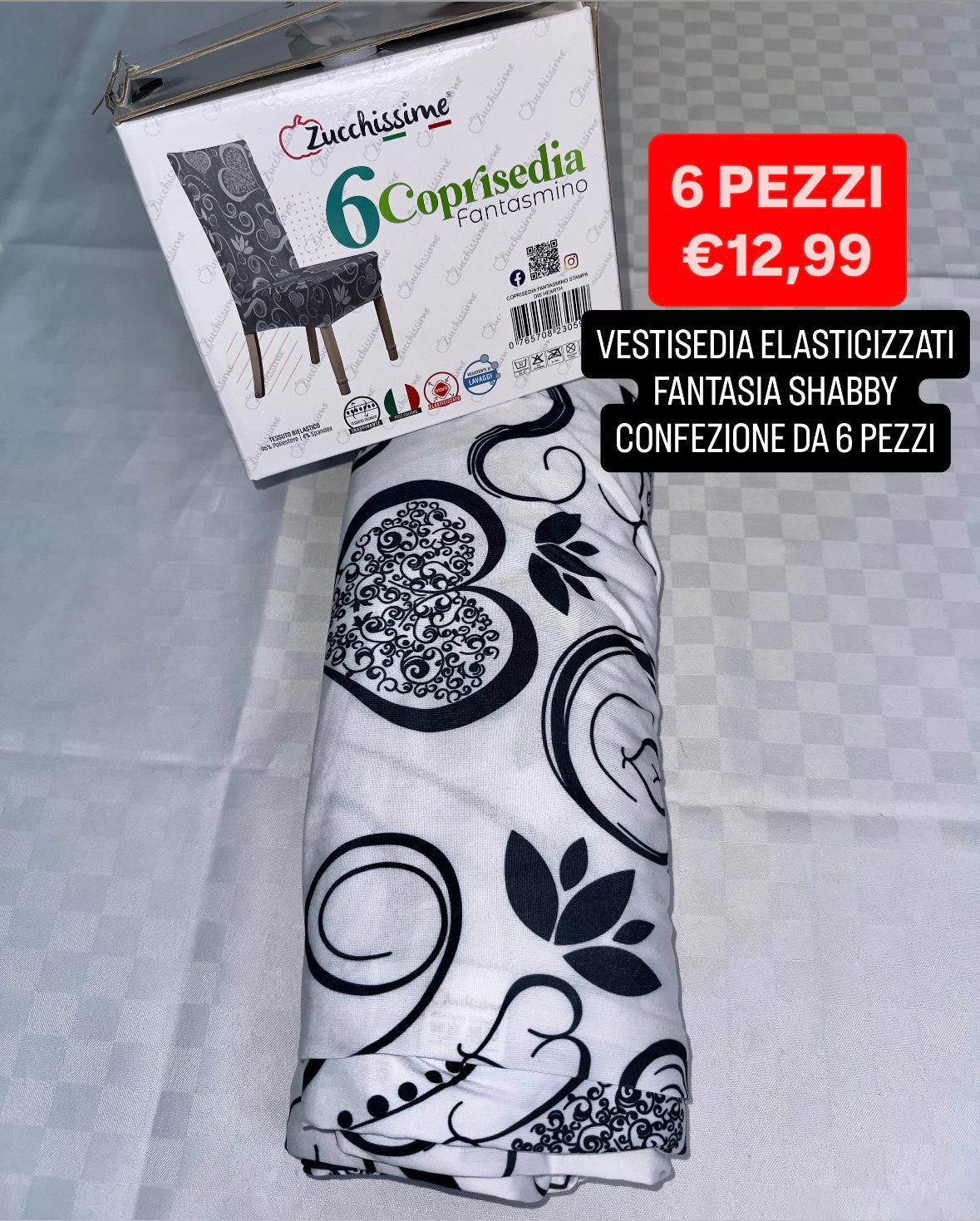 VESTISEDIA ELASTICIZZATI FANTASIA SHABBY CONFEZIONE DA 6 PEZZI