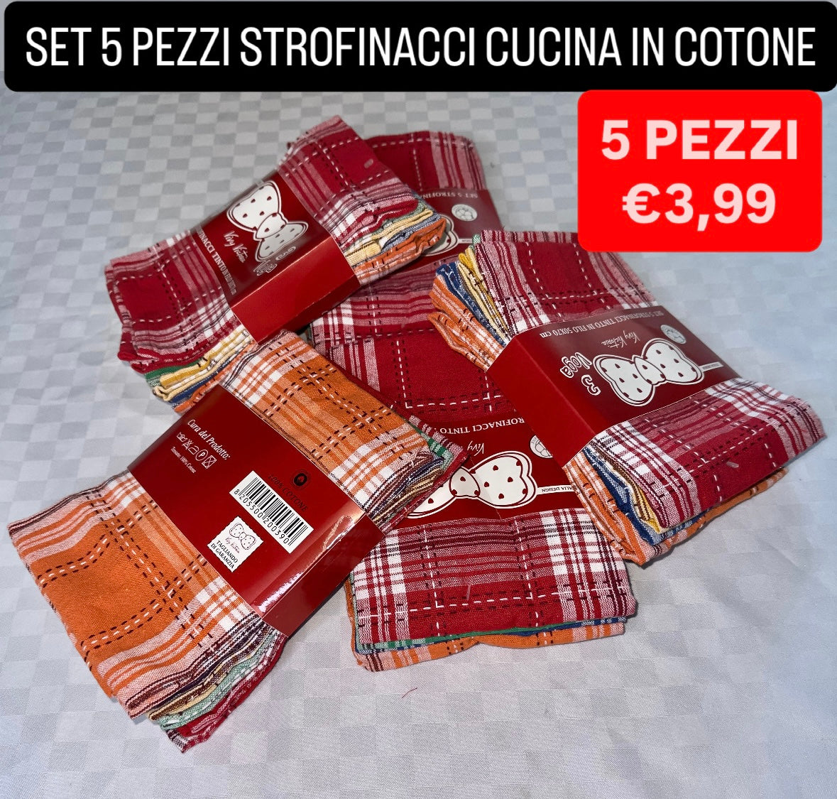 STROFINACCI CUCINA IN COTONE SET DA 5 PEZZI