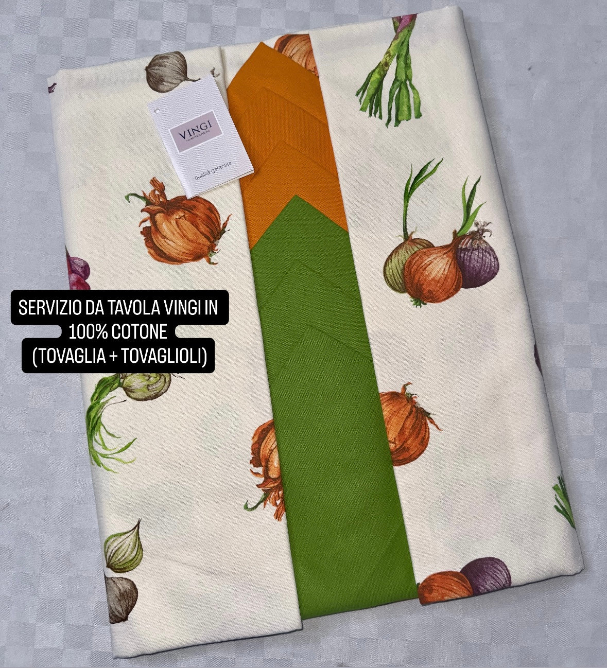 SERVIZIO DA TAVOLA VINGI TOVAGLIA E TOVAGLIOLI IN 100% COTONE