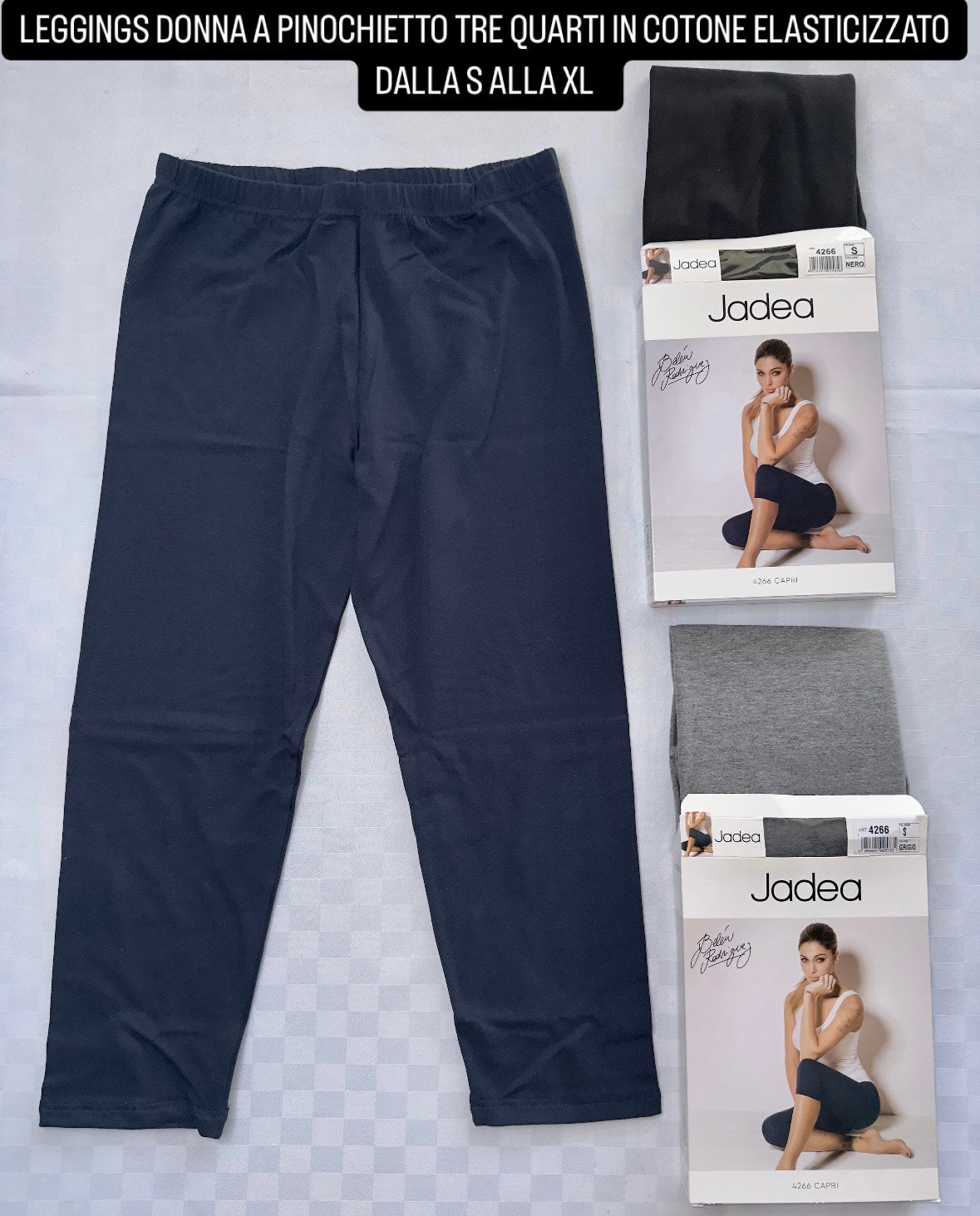 LEGGINGS DONNA JADEA A PINOCCHETTO TRE QUARTI IN COTONE ELASTICIZZATO