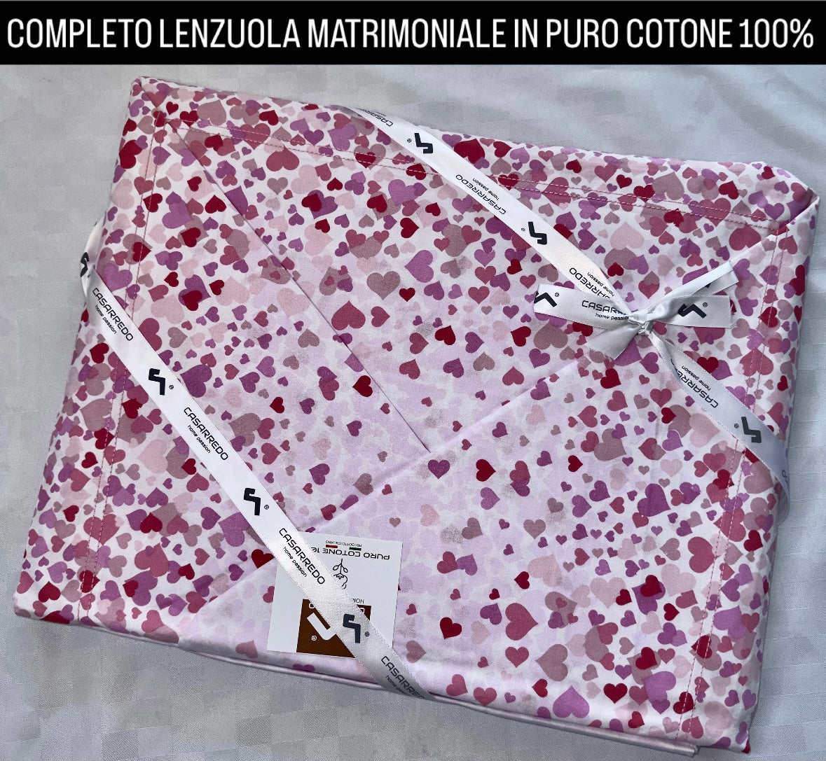 COMPLETO LENZUOLA MATRIMONIALE IN 100% COTONE Lenzuolo sopra, Lenzuolo sotto con angoli e due Federe