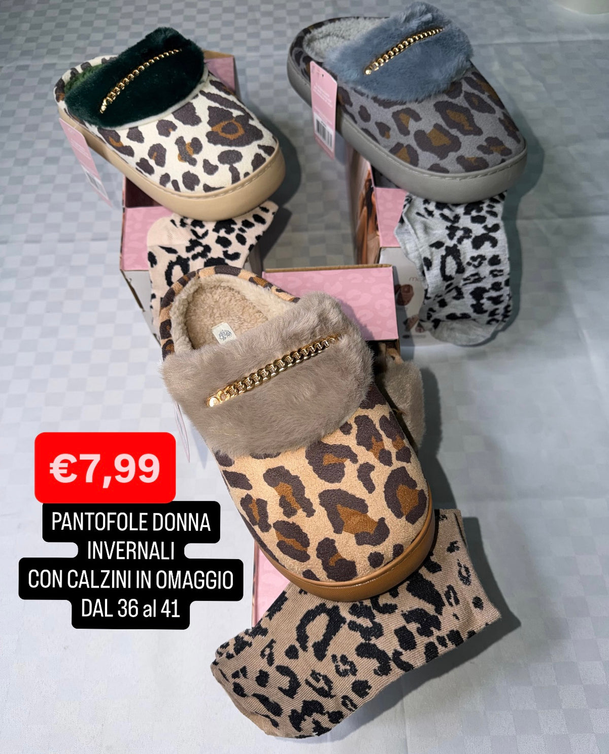 PANTOFOLE DONNA INVERNALI CON CALZINI IN OMAGGIO dal Numero 36 al 41