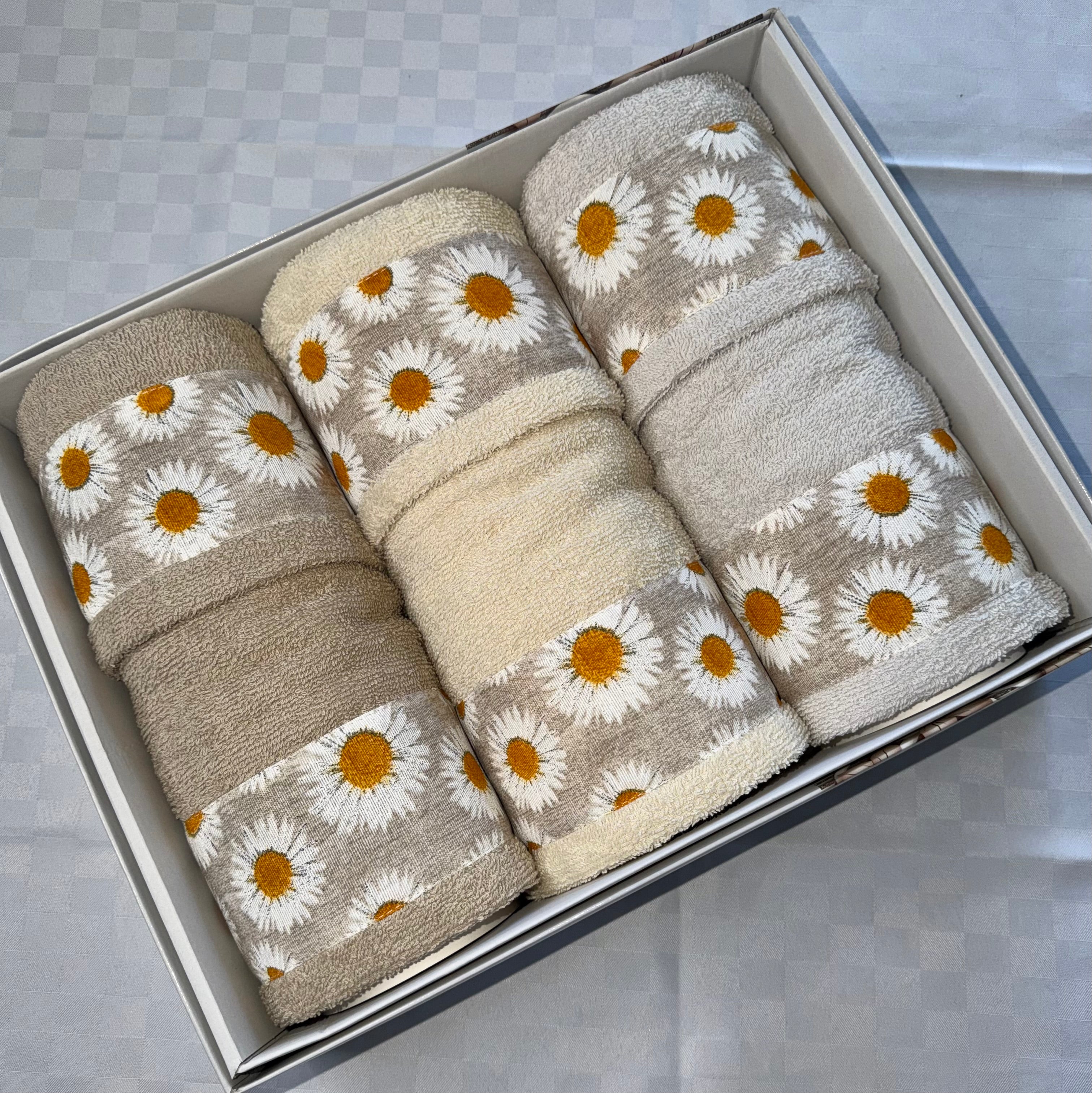 SET 6 PEZZI ASCIUGAMANO BAGNO IN SPUGNA contiene 3 Grandi Viso+3 Piccole Ospite