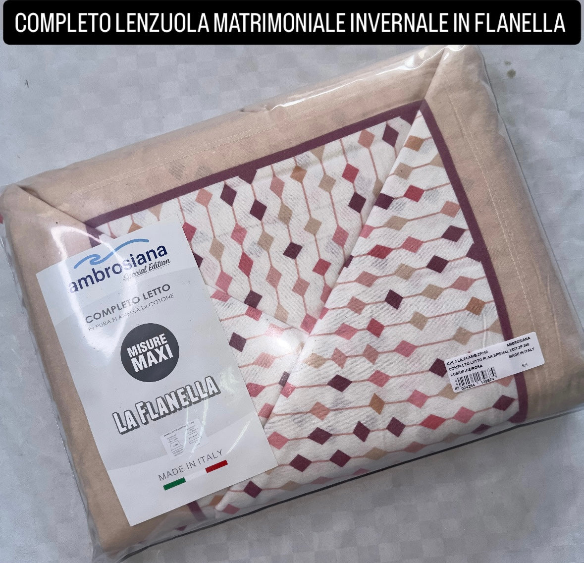 COMPLETO LENZUOLA MATRIMONIALE IN FLANELLA Lenzuolo sopra,Lenzuolo sotto con angoli e due federe