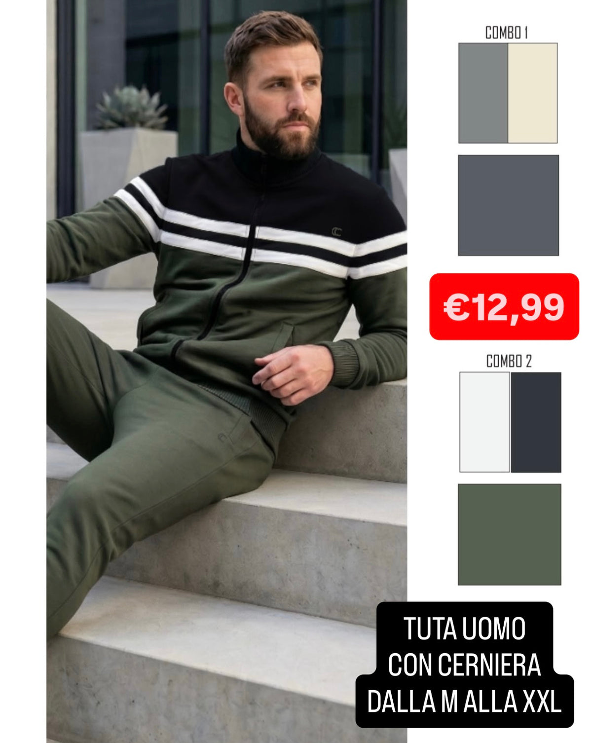 TUTA UOMO Manica lunga e Pantalone lungo con cerniera