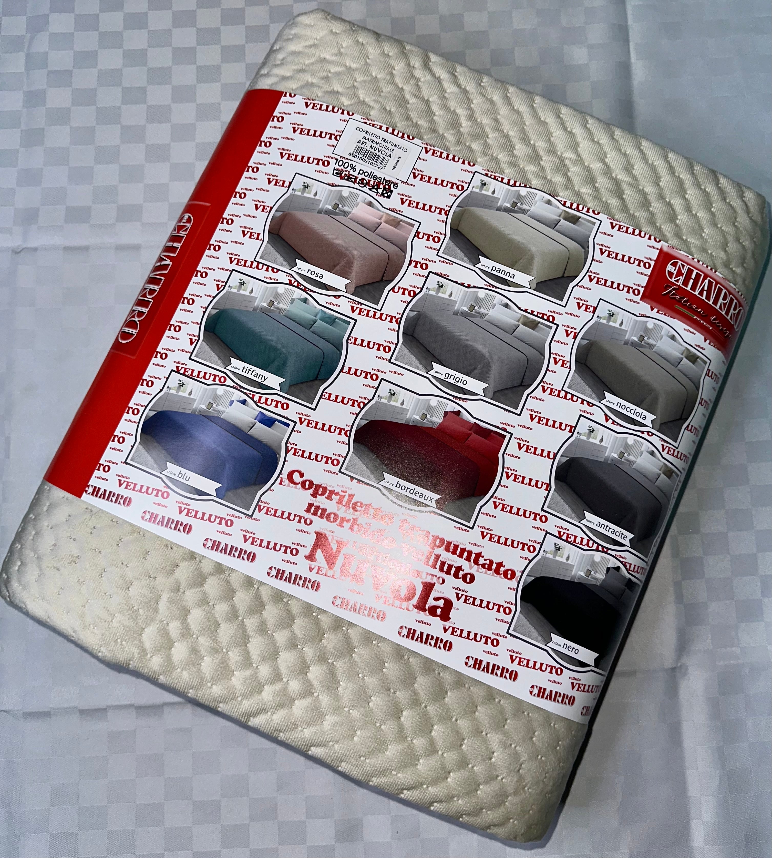 TRAPUNTINO PRIMAVERILE IN VELLUTO MATRIMONIALE misura 260x260cm CHARRO