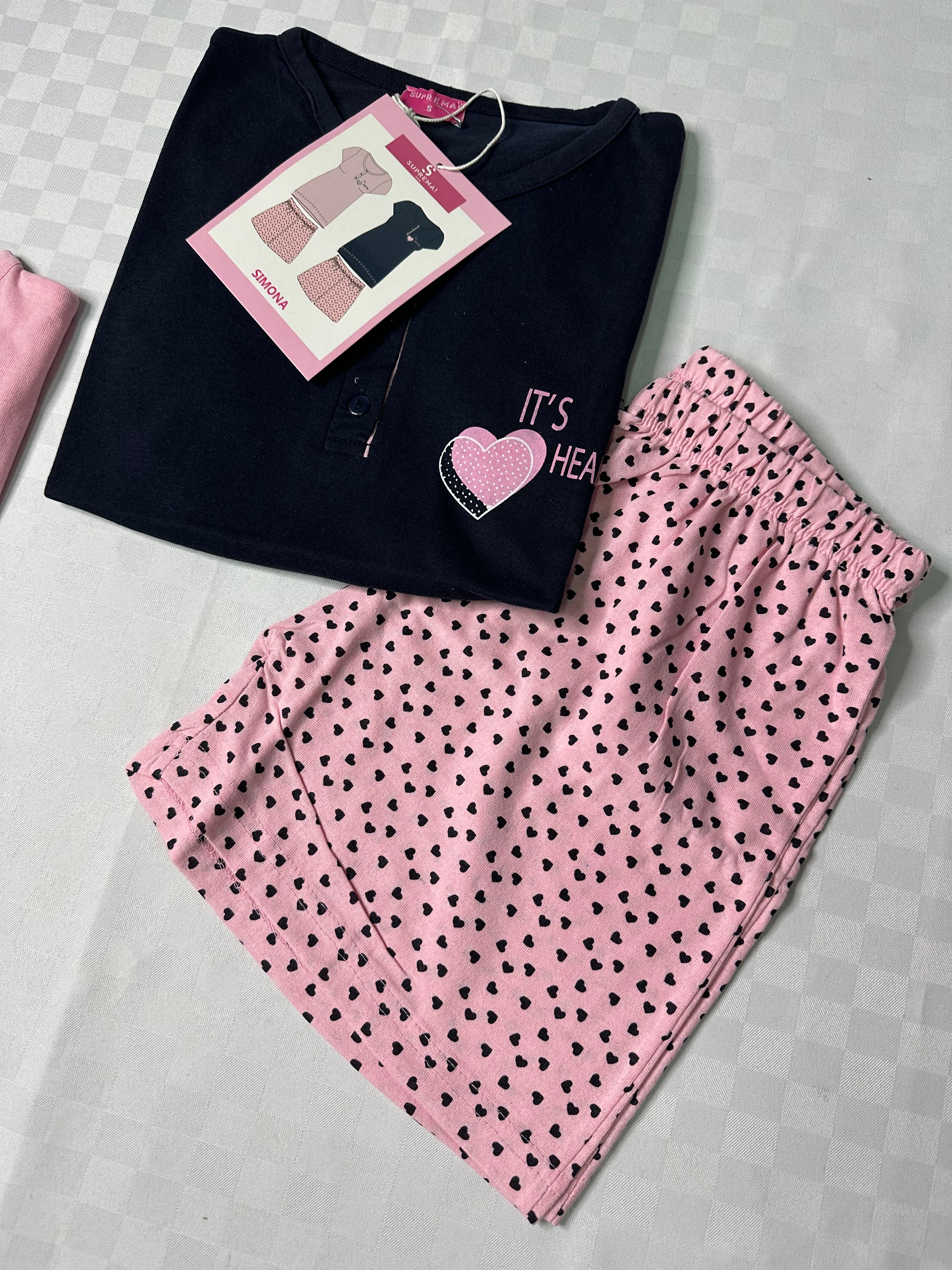 PIGIAMA DONNA MEZZA MANICA E PANTALONCINO IN COTONE