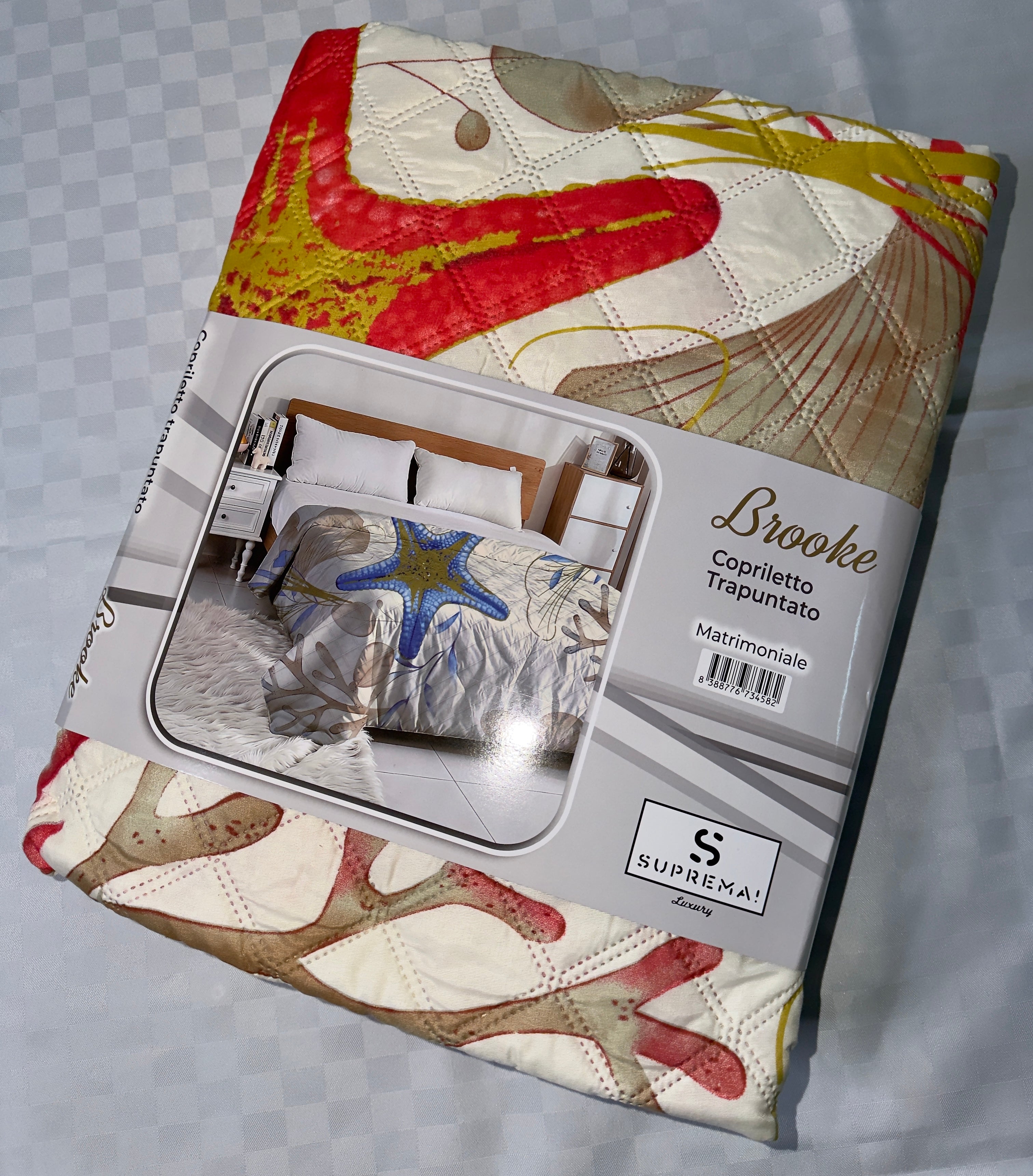 TRAPUNTINO PRIMAVERILE PER LETTO MATRIMONIALE misura 260x260cm fantasia Marina